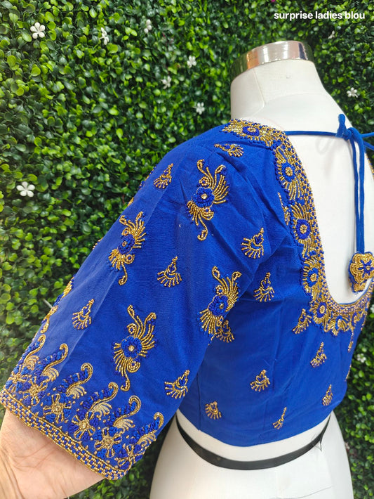 Handwork designer Ari work blouse blue color