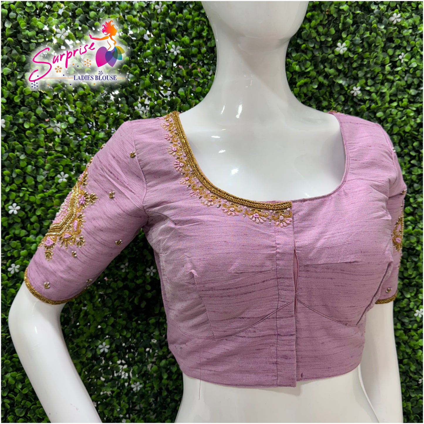 Designer handwork Ari work blouse Lavender color