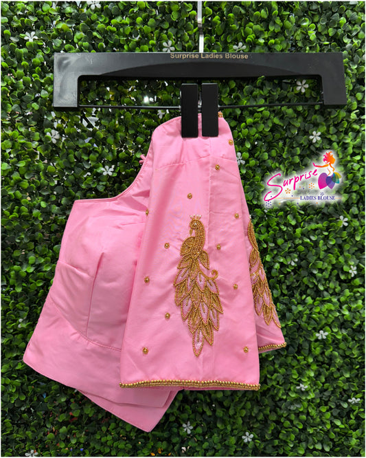 Designer handwork Ari work blouse Baby Pink color