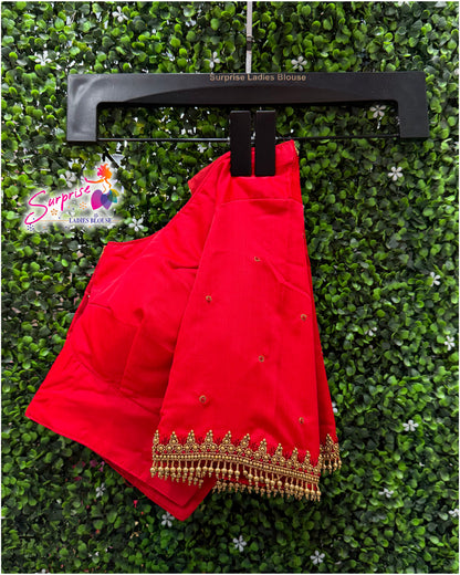 Designer handwork Ari work blouse Red color