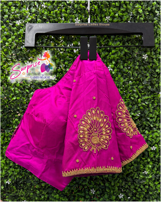 Designer handwork Ari work blouse pimk color