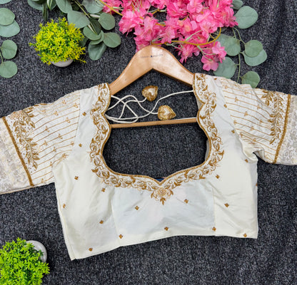 Designer handwork blouse off white