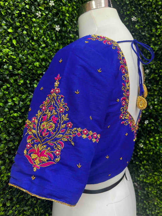 Handwork designer Ari work blouse blue color