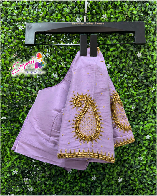 Designer handwork Ari work blouse Lavender color