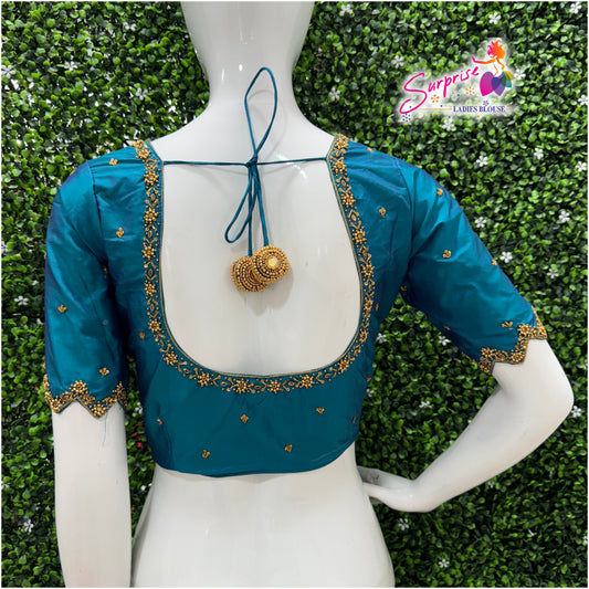 Handwork designer Ari work blouse  blue color