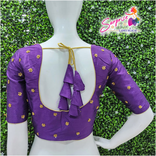 Simple handwork  readymade blouse  purple color