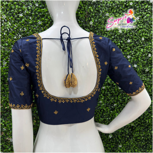 Handwork designer Ari work blouse  navy blue color