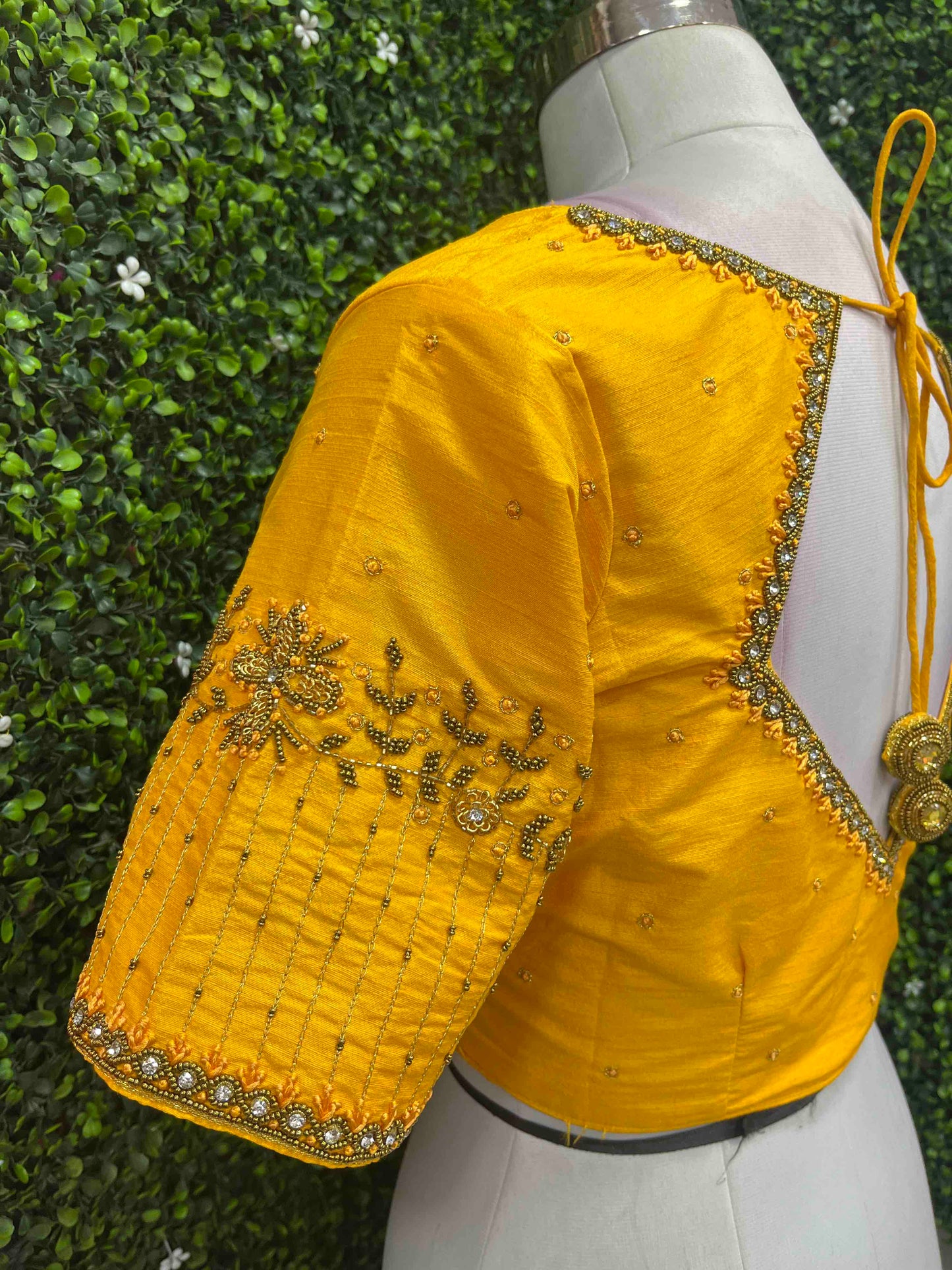 Handwork designer Ari work blouse yellow color