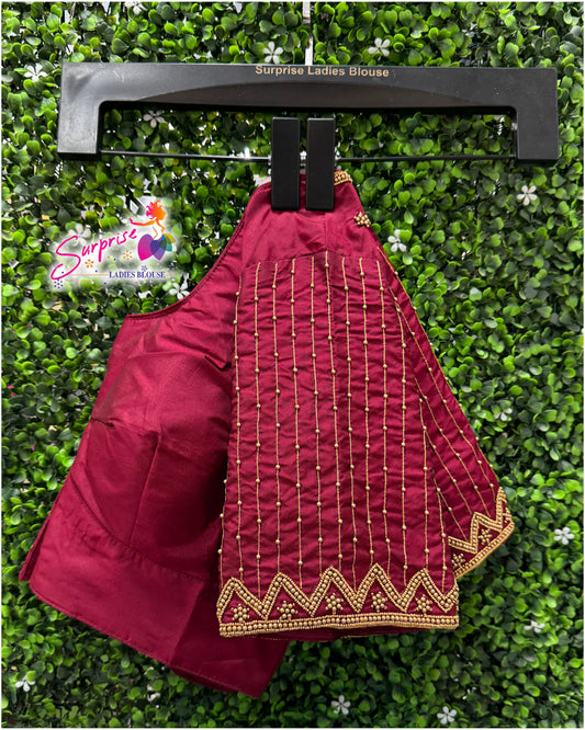 Designer handwork Ari work blouse Maroon color