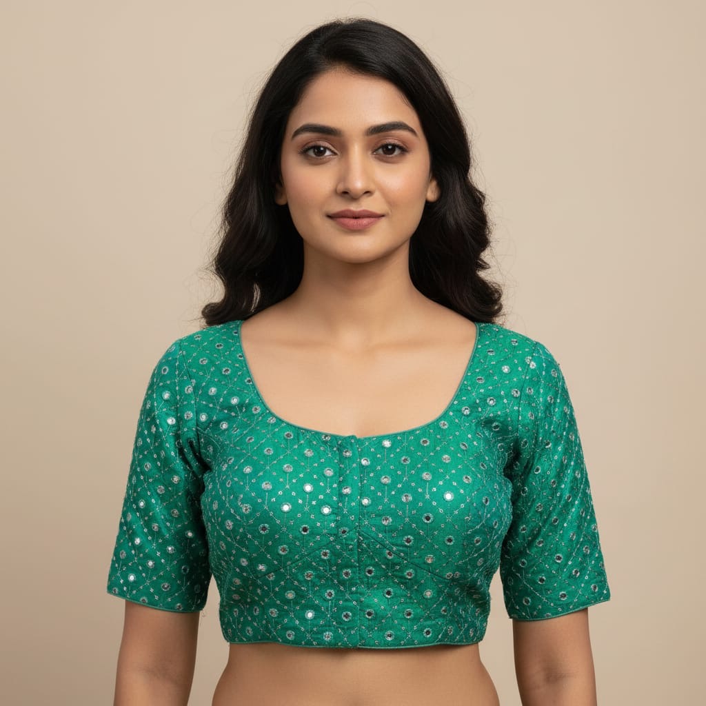 Mirror work fancy blouse