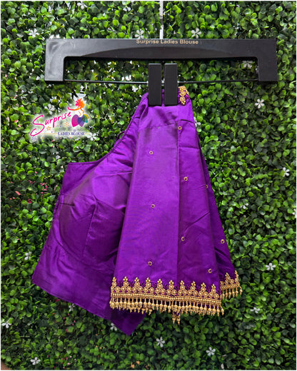 Designer handwork Ari work blouse Purple color