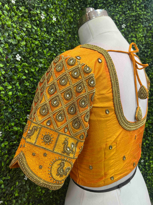 Handwork designer Ari work blouse yellow color