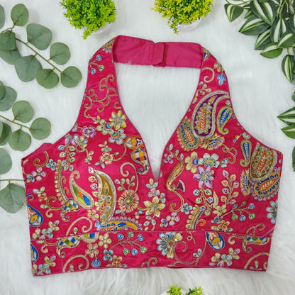 Multicolour alter neck blouse