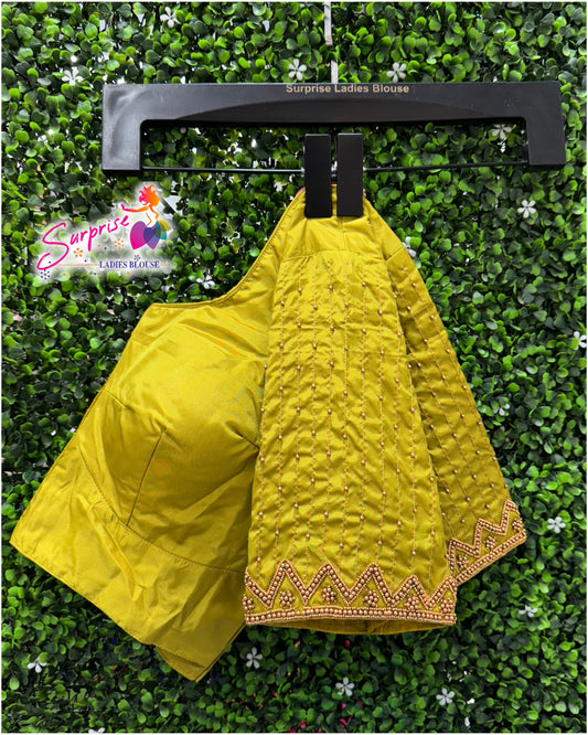 Designer handwork Ari work blouse Green color