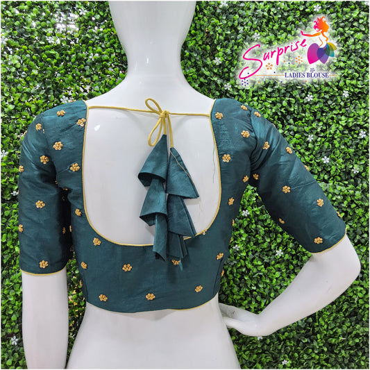 Simple handwork  readymade blouse  green color