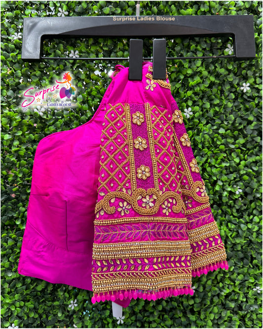 Handwork designer Ari work Readymade Blouse  Pink color