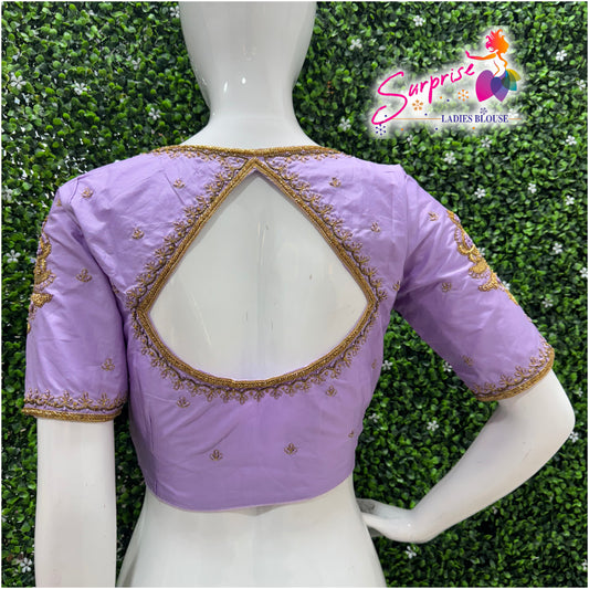 Designer handwork Ari work blouse Lavender color