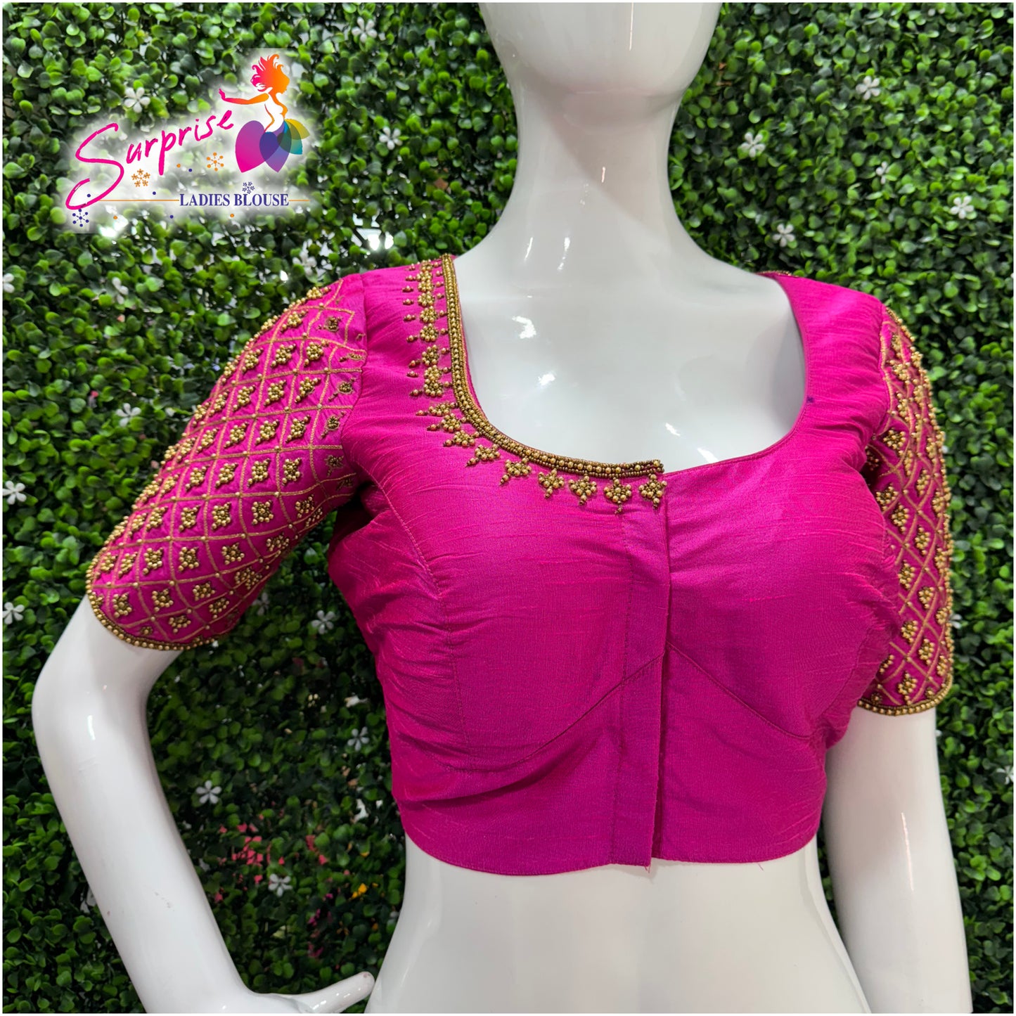 Handwork designer Ari work Readymade Blouse  Pink color