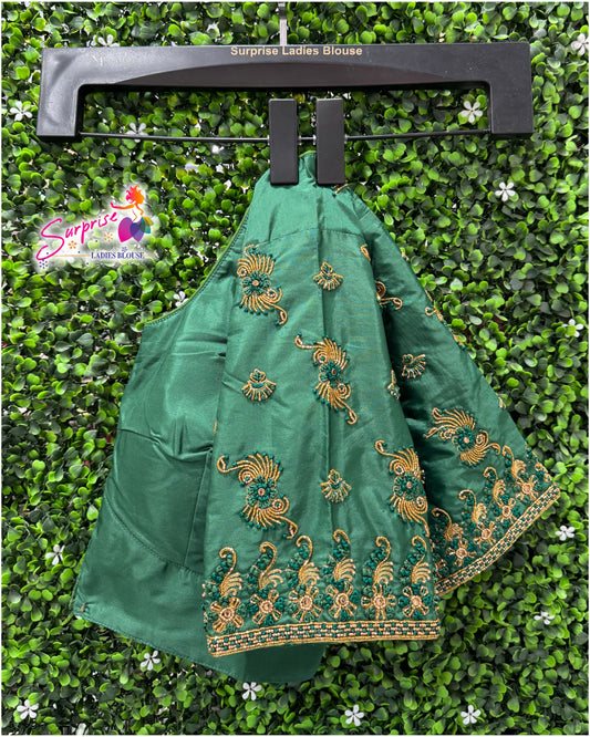 Handwork designer Ari work Readymade Blouse  Green color