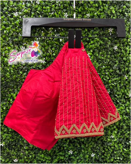 Designer handwork Ari work blouse Red color