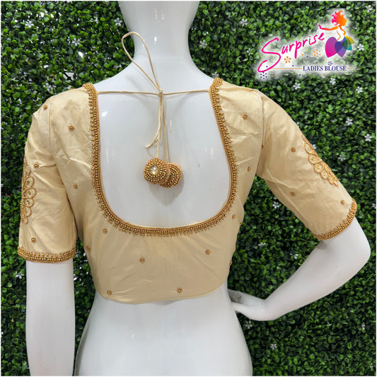 Designer handwork Ari work blouse Cream  color