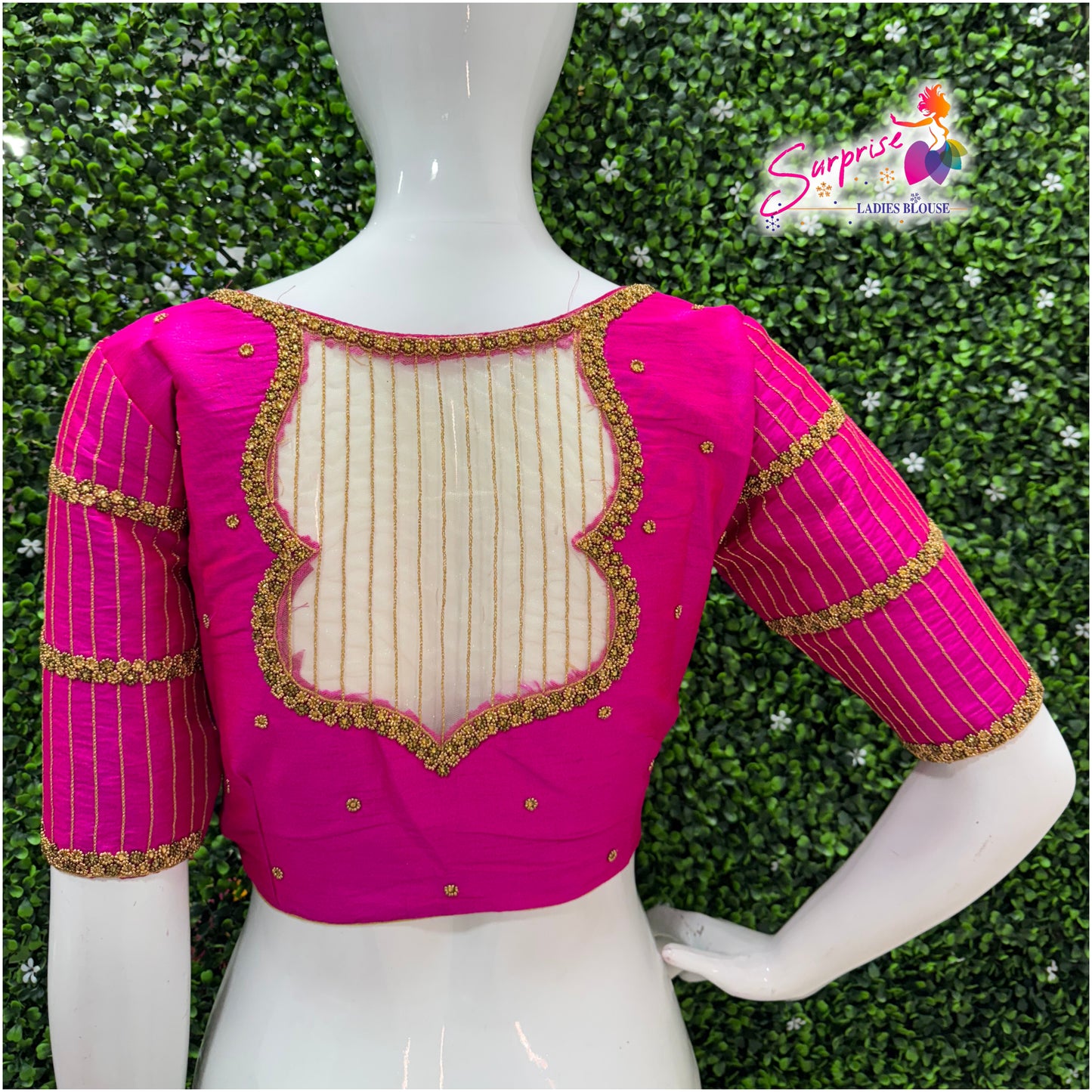 Handwork designer Ari work Readymade Blouse  Pink color
