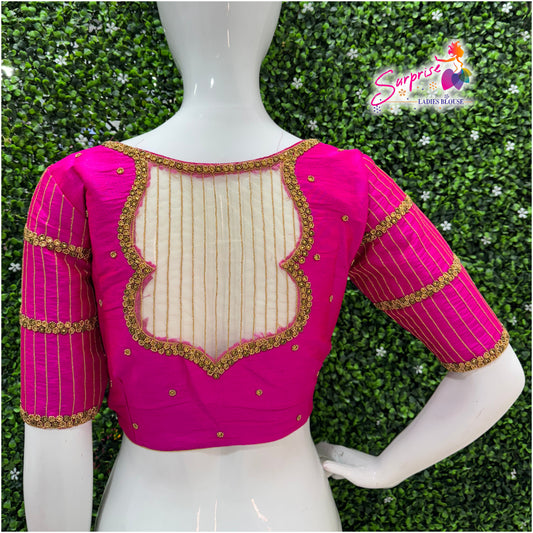 Handwork designer Ari work Readymade Blouse  Pink color