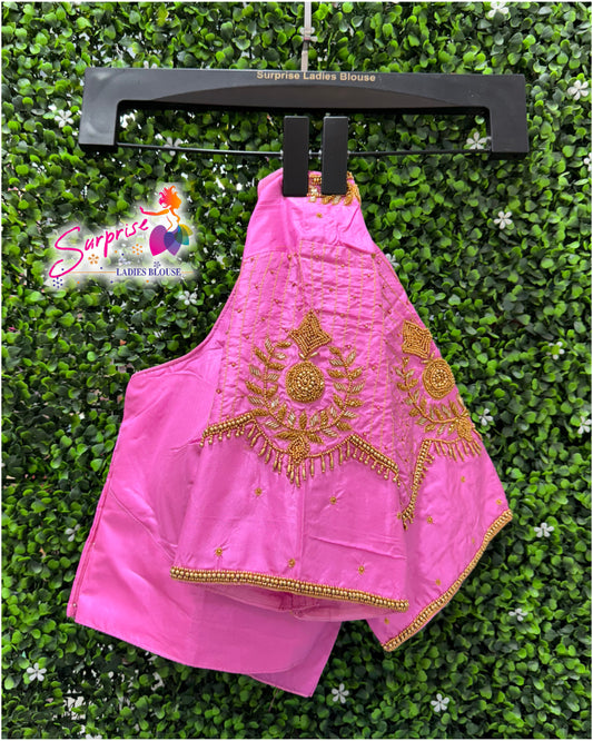 Designer handwork Ari work blouse Baby Pink color