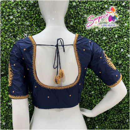 Designer handwork Ari work blouse Navy Blue color