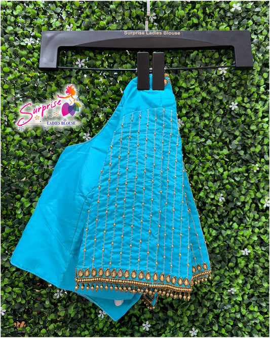 Designer handwork Ari work blouse Blue color