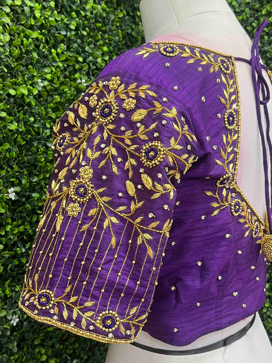 Handwork designer Ari work blouse purple color