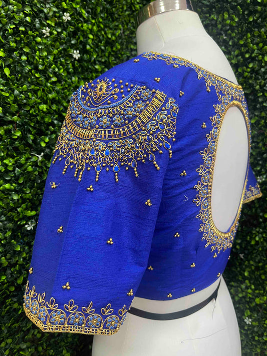 Handwork designer Ari work blouse blue color