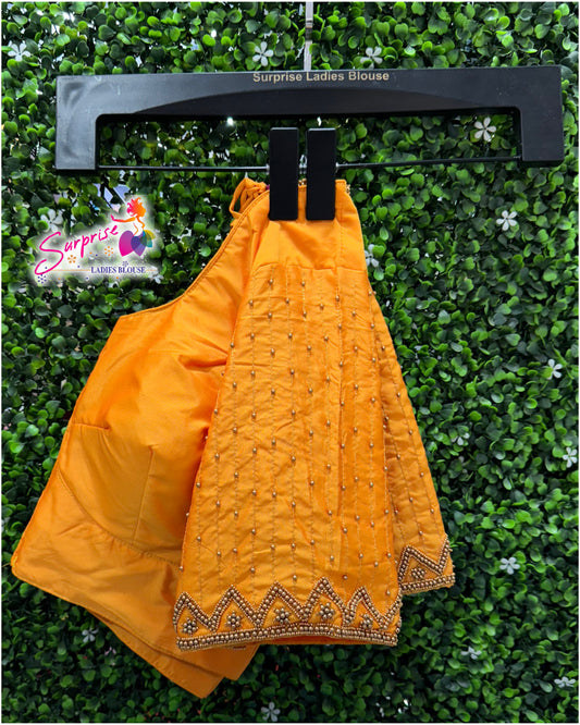 Designer handwork Ari work blouse Yellow mustard color