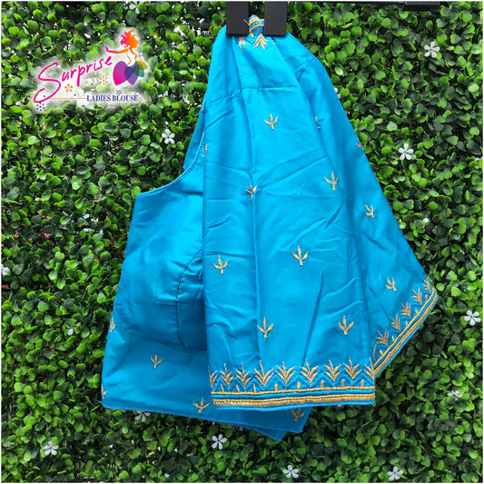 Machine work designer Readymade blouse blue color