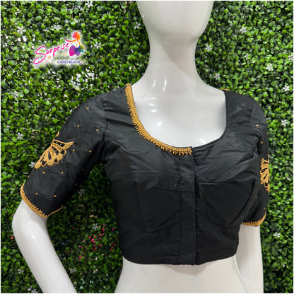 Designer handwork Ari work blouse Black color