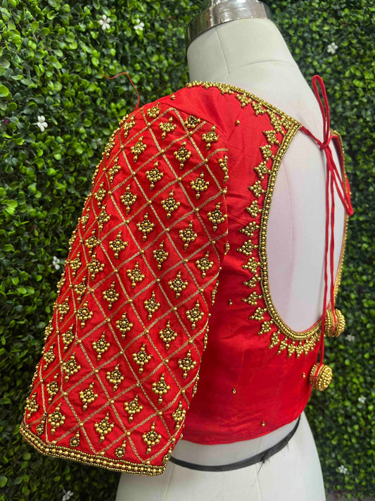 Handwork designer Ari work blouse Red color