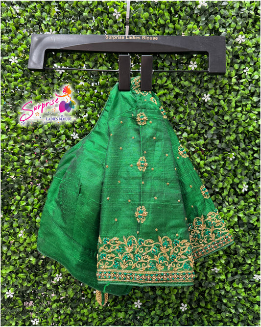 Designer handwork Ari work blouse Green color