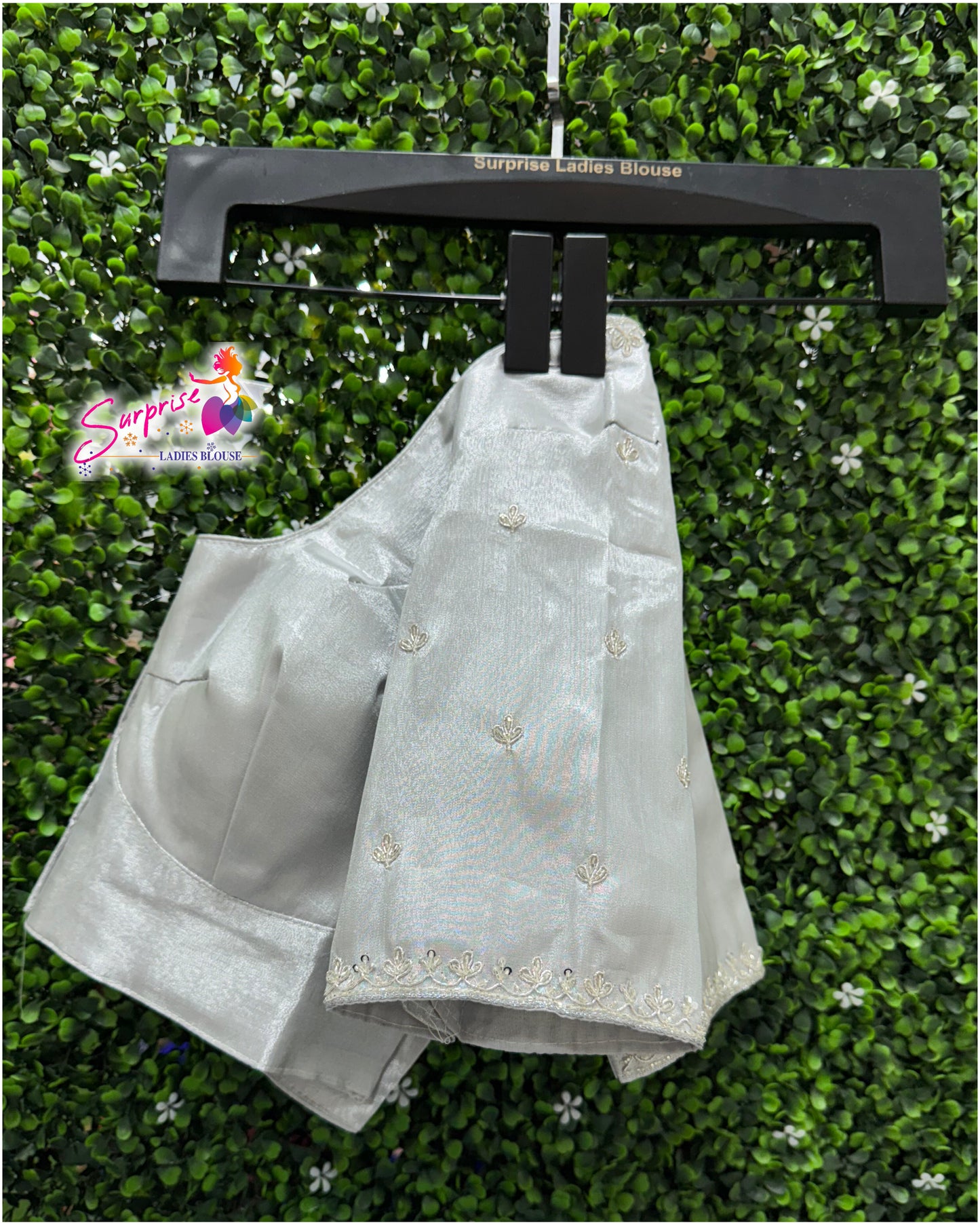 Handwork designer Ari work blouse  silver color