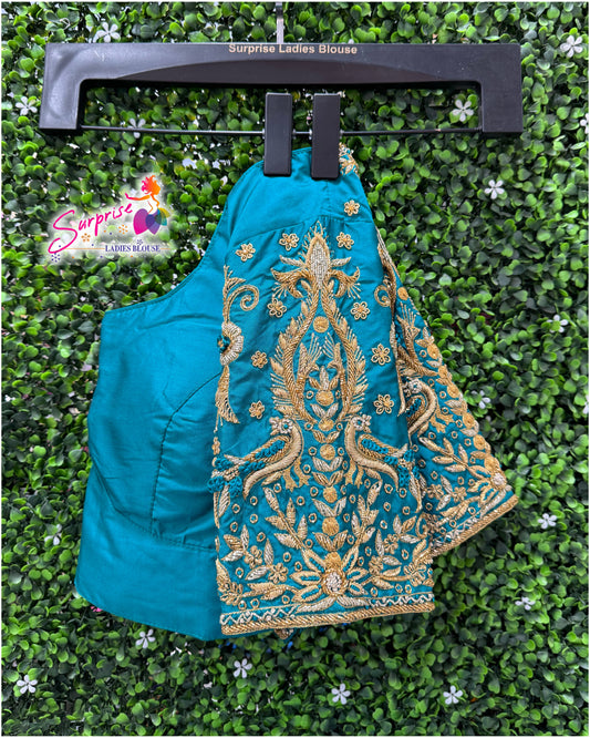 Handwork designer Ari work Readymade Blouse  Green color