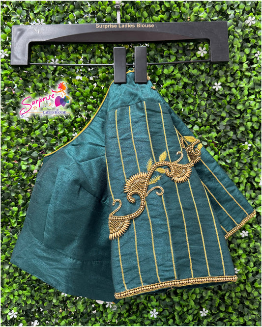 Handwork designer Ari work Readymade Blouse  Green color