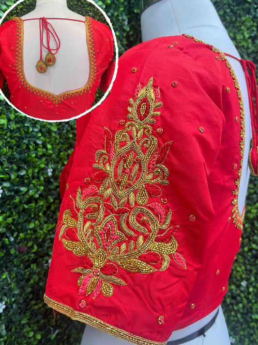 Handwork designer Ari work blouse Red color