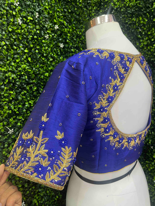 Handwork designer Ari work blouse blue color