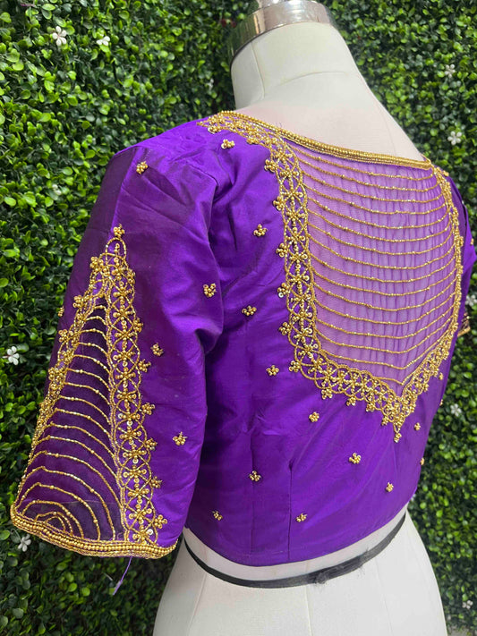Handwork designer Ari work blouse purple color