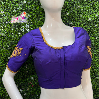 Designer handwork Ari work blouse Blue color