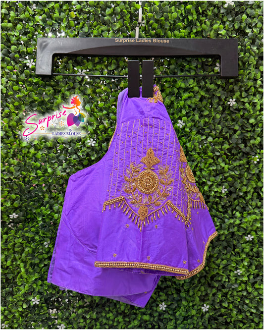 Designer handwork Ari work blouse Lavender color
