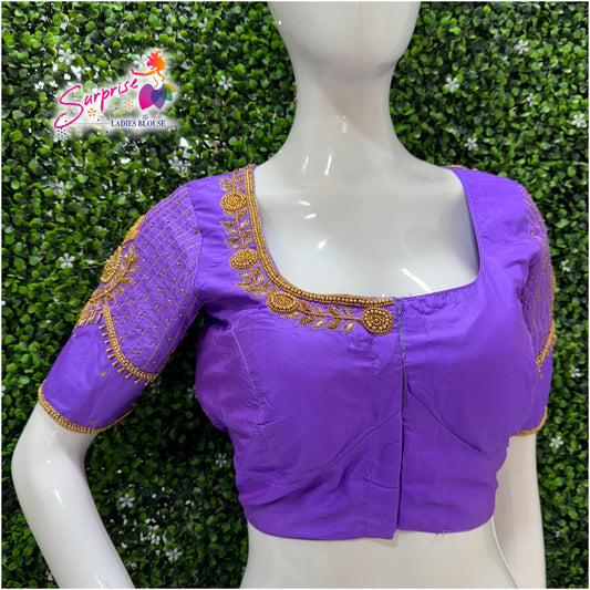 Designer handwork Ari work blouse Lavender color