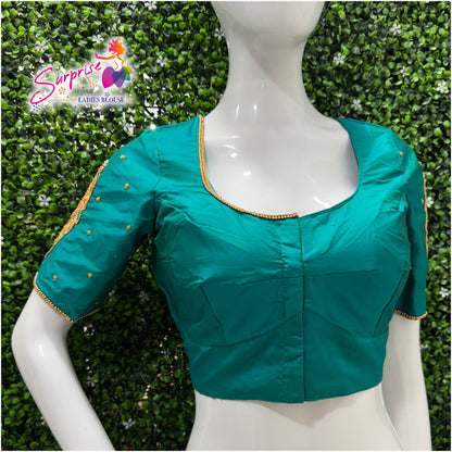 Designer handwork Ari work blouse Blue color