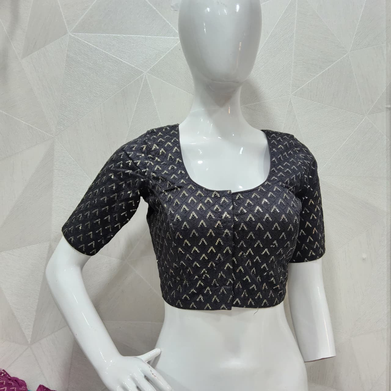 Golden zari butti work blouse
