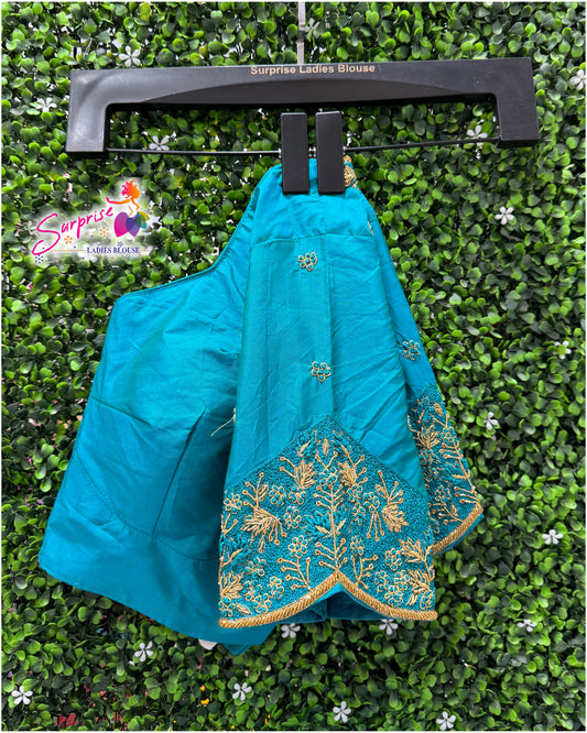 Designer handwork Ari work blouse Blue color