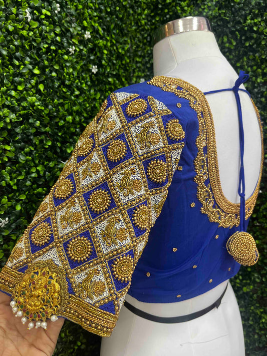 Handwork designer Ari work blouse blue color